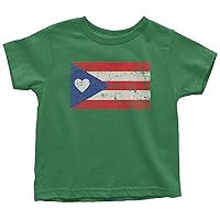 Threadrock Kids Puerto Rico Flag with Heart Toddler T-Shirt