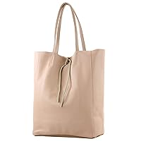 T163 - Ital. Large shopper bag with leather inner pocket