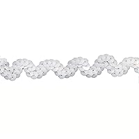 Sequin Trim 3/4-Inch Wide Polyester Non Stretch Rolls for Arts and Crafts, 25-Yard, White