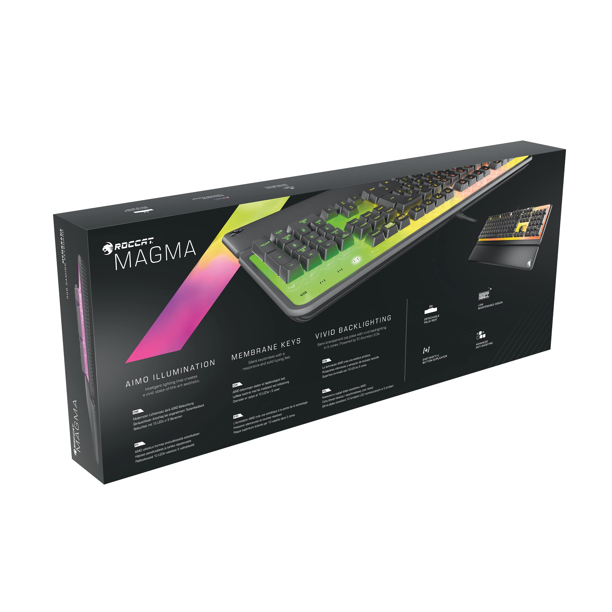 Roccat Magma - Membrane RGB Gaming Keyboard mit RGB-Beleuchtung (DE Layout), schwarz