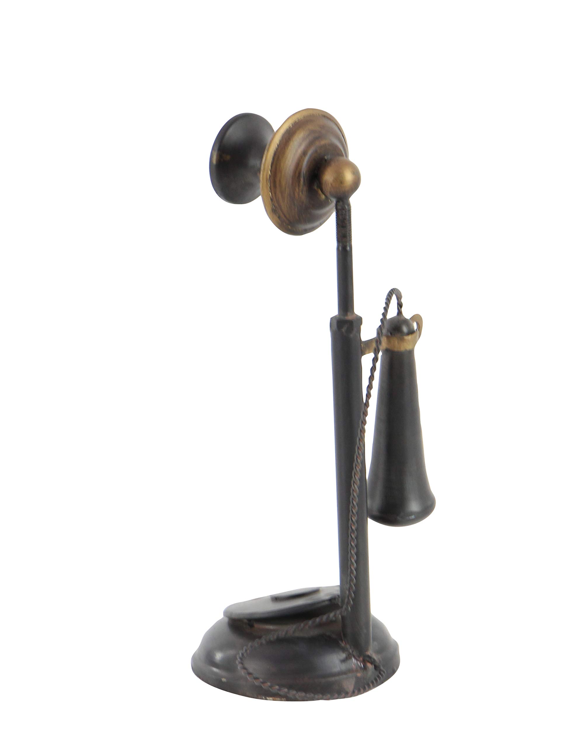 Deco 79 Metal Telephone Decorative Vintage Style Sculpture with Tiered Base and Coil Wire Detailing, 5