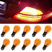 10PCS Brake Light Bulb, Flat Feet Brake Marker Bulb 1141 12V 21W BA15S Tail Light Bulbs Replacement, 12511A ECE Super Bright Bayonet Single Light Turn Signal Reverse Light (Yellow)