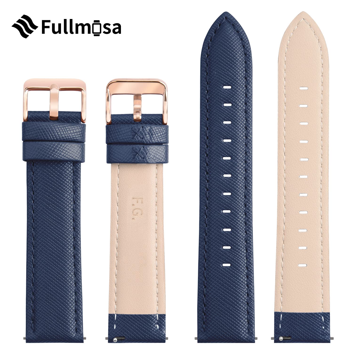 Fullmosa Cross Genuine Leather Watch Band 14mm 16mm 18mm 20mm 22mm 24mm, Quick Release Strap for Men and Women, Fits Samsung Galaxy Watch 6/5/4/3,Garmin Watch,Huawei,Fossil,Seiko,Citizen,Ticwatch