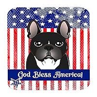 BB2157LCB American Flag and French Bulldog Glass Cutting Board Large Decorative Tempered Glass Kitchen Cutting and Serving Board Large Size Chopping Board