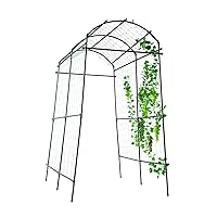 Lalahoni Garden Arch Trellis for Climbing Plants Outdoor, 7 ft Tall Walkway Trellis, Metal Archway Arbor Tunnel Large Trellis for Vegetables Plant Cucumber Trellis for Garden Raised Bed, Black