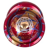 Duncan Toys Windrunner Yo-Yo [Red with Blue and Gold Splash] - Unresponsive Pro Level Aluminum Yo-Yo with Double Rim, Concave Bearing, SG Sticker Response
