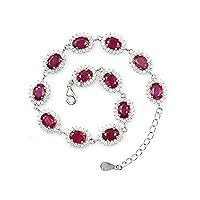 Natural 12.5 CT Oval Cut July Birthstone Ruby Gems 925 Sterling Silver Adjustable Chain bracelet Christmas Gift For Her