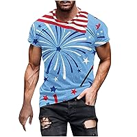 2024 Summer T-Shirts for Men 4th of July American Flag Patriotic Shirts Short Sleeve Graphic T-Shirt Crewneck Tops