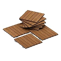 FURINNO FG181034 Tioman Floor Decking Wood Tile, Natural (Pack of 10)