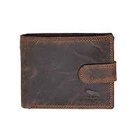 Wallets Men Anti-Theft RFID Blocking Bifold Leather Wallet Genuine Distressed Hunter Leather Passcase Wallet Money Cards Coin Organiser Purse Gift For Men M80 Dark Brown