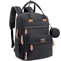 BabbleRoo Diaper Bag Backpack - Tote - Multi function Waterproof Diaper Bag, Travel Essentials Baby Bag with Changing Pad, Stroller Straps & Pacifier Case - Unisex, Black