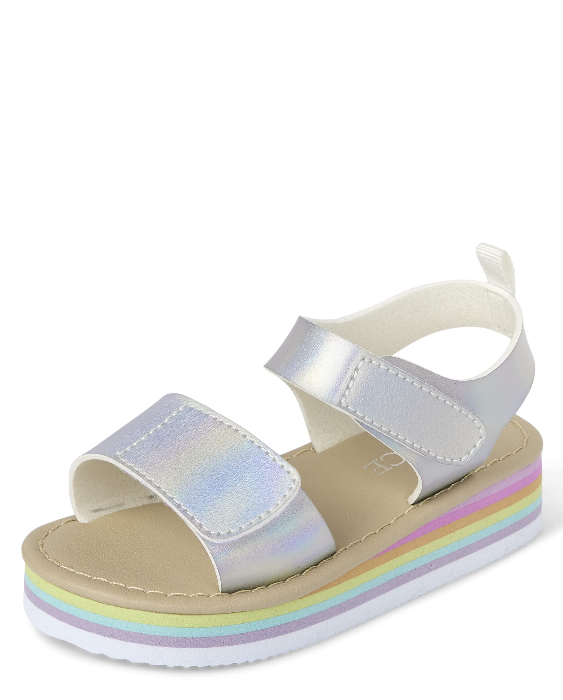 The Children's Place Toddler Girls Platform Sandals, Silver, 7