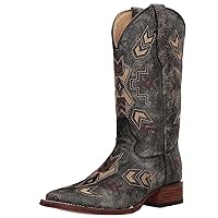 CORRAL LADIE'S TOBACCO STUDS & FLOWERED EMBROIDERY & CRYSTALS, SNIP TOE, LEATHER SOLE, WESTERN, A3572