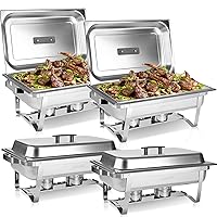 Chafing Dish Buffet Set 2 Packs, 9QT Chafers and Buffet Warmers Sets Full Size with Foldable Frame Food Pan Water Pan Fuel Holder and Cover, Catering Food Warmers Rectangular for Parties Wedding