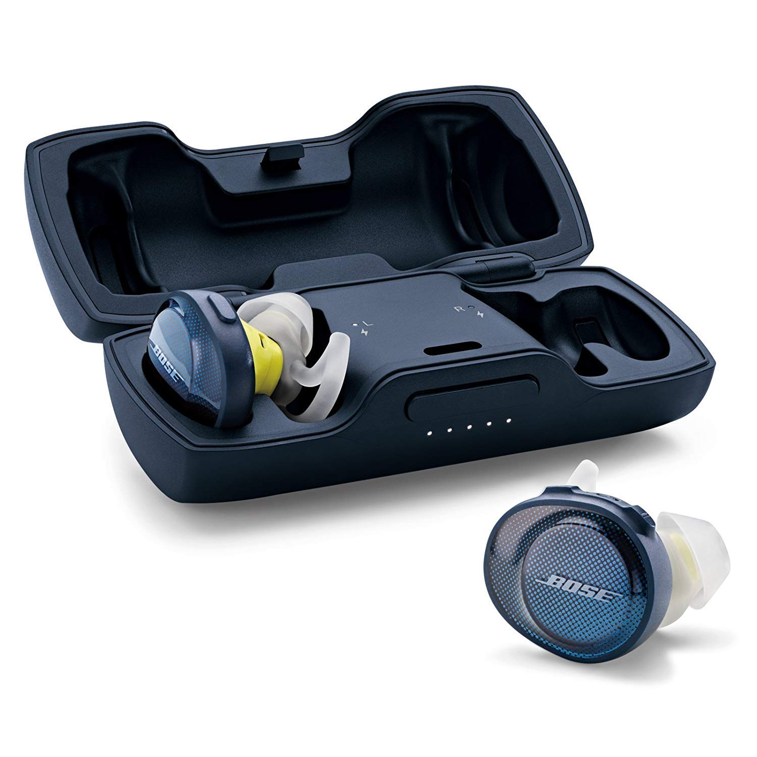 Bose SoundSport Free, True Wireless Earbuds, (Sweatproof Bluetooth Headphones for Workouts and Sports), Midnight Blue / Citron