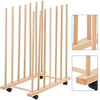 Large Art Storage Rack with Four Caster Wheels - Wooden Canvas Storage Stand Can Well Hold Up to 60