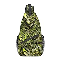 Abstract Green Snake Sling Bag Crossbody Backpack Sling Backpack Shoulder Bag For Women Men Cycling Hiking Travel