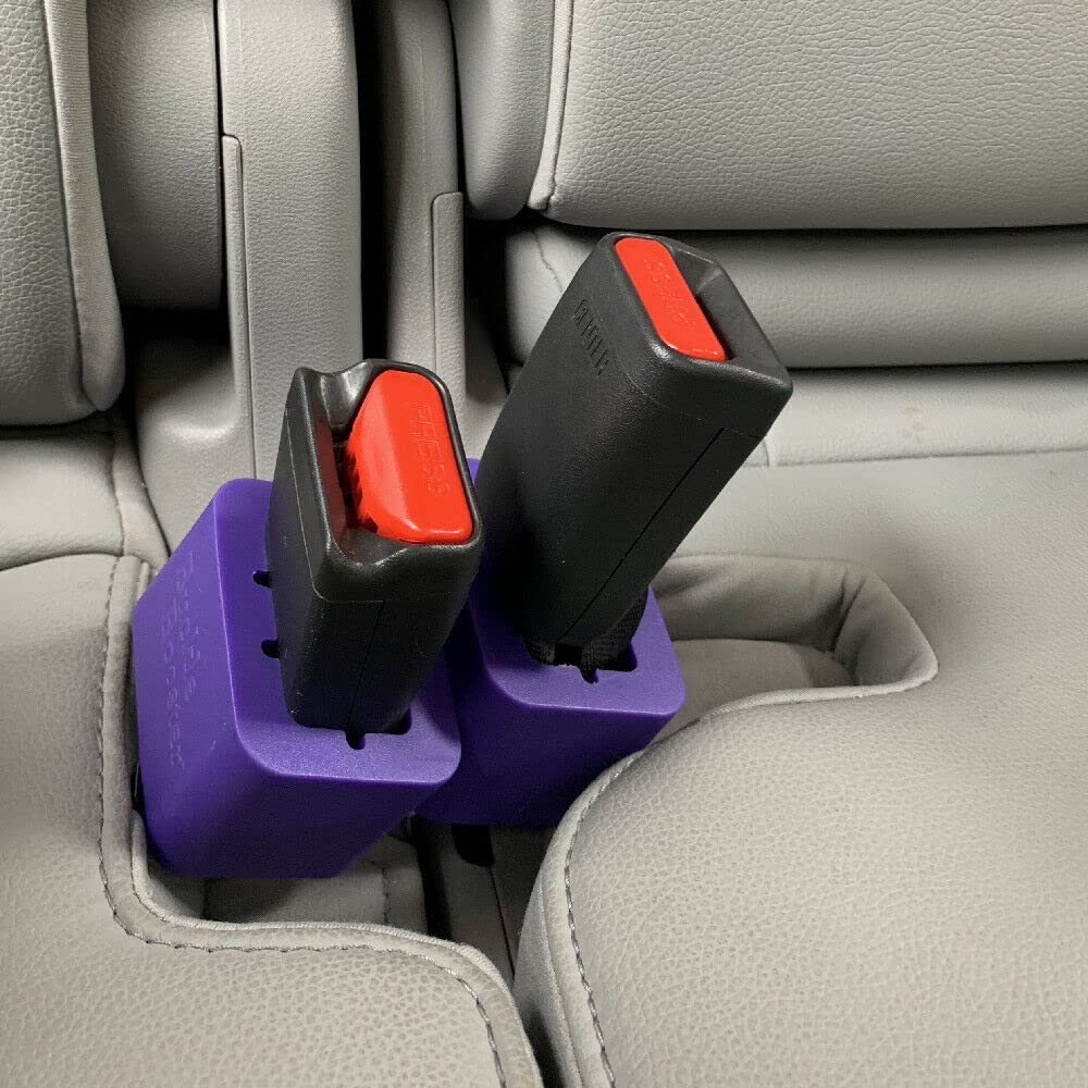 BPA-Free Buckle Booster for Car Seat Belt - Raises Your Seat Belt for Easy Reach - Stop Fishing for Buried Seat Belts - Stands Up Receptacle for No-Hassle Buckling - with Kids' Sticker (2-Pack)