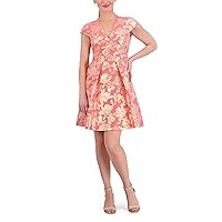 Vince Camuto Women's Jacquard Cap Sleeve Fit and Flare