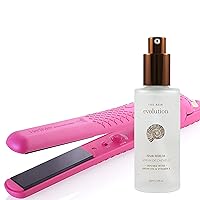 HerStyler 2 pack Evolution Hair Serum and Colorful Seasons Ceramic Flat Iron (Pink)