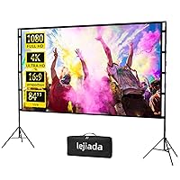 Upgraded Projector Screen with Stand Portable Projection Screen lejiada 16:9 4K HD Projections Movies Screen with Carry Bag for Indoor Outdoor Home Theater Backyard Cinema Travel