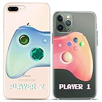 Matching Couple Cases Compatible for iPhone 15 14 13 12 11 Pro Max Mini Xs 6s 8 Plus 7 Xr 10 SE 5 Gamepad Teenager Cool Funny Friends Clear Cover Player Flexible Print Slim fit Cute