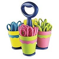 Westcott School Scissor Caddy and 5-Inch Pointed Safety Scissors for Kids, Assorted, 24 Pack (14755)