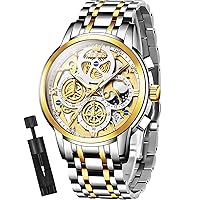 OLEVS Automatic Men's Watches, Mechanical Black Watch with Skeletonised Tourbillon, Calendar, Waterproof, Luminous Classic Luxury Wrist Watches for Men