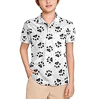 Dog Paw Prints Youth Polo Shirt Short Sleeve Uniform Shirt Sport Golf T-Shirt Tops