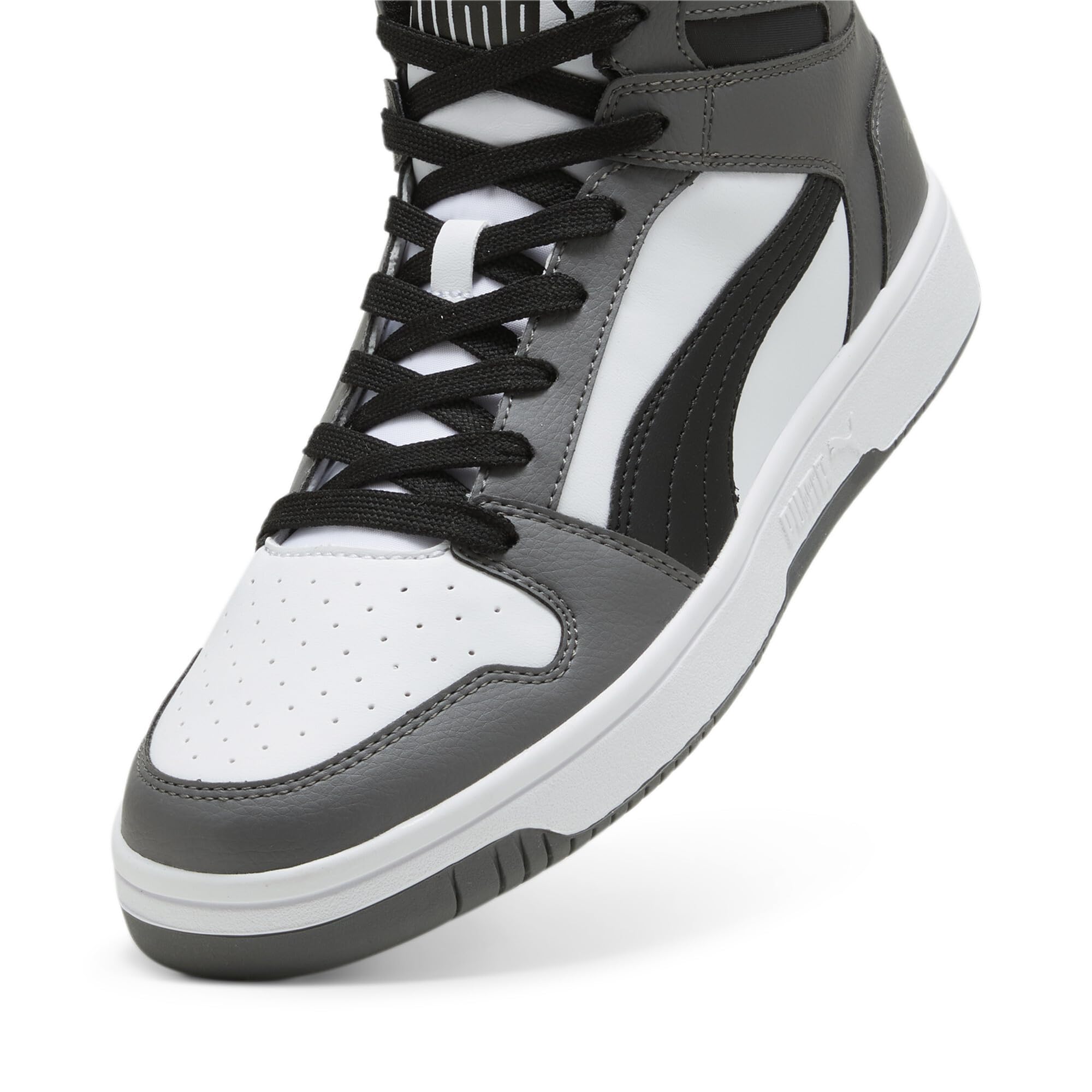 PUMA Men's Rebound Layup Sneaker, White Black-Cool Dark Gray, 10.5