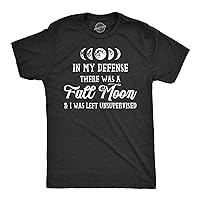 Mens in My Defense There was A Full Moon Halloween Shirt Funny Werewolf Top