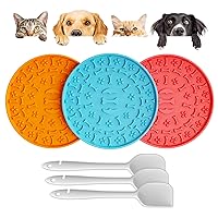 Lick Mat for Dogs & Cats 3 Pack - Silicone Dog Lick Mat with Suction Cups - Anxiety Relief/Promotes Healthy Eating/Frozen & Dishwasher Safe - Pet Peanut Butter Lick Pad LPFALASAT (Blue Orange Red)