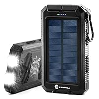 Solar Charger Power Bank 30000mAh, S Solarprous Portable Solar Battery Charger External Battery Pack Solar Power Charger for Cell Phone, Tablet with 2 USB/LED Flashlight & a 3 ft Micro USB Cord(black)