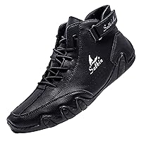 Men's Plain Toe Zip Boot Fashion Bicycle Toe Boot Hiking Boots for Men Casual Boots Mens Water-Resistant Boots (vo6-Black, 8)