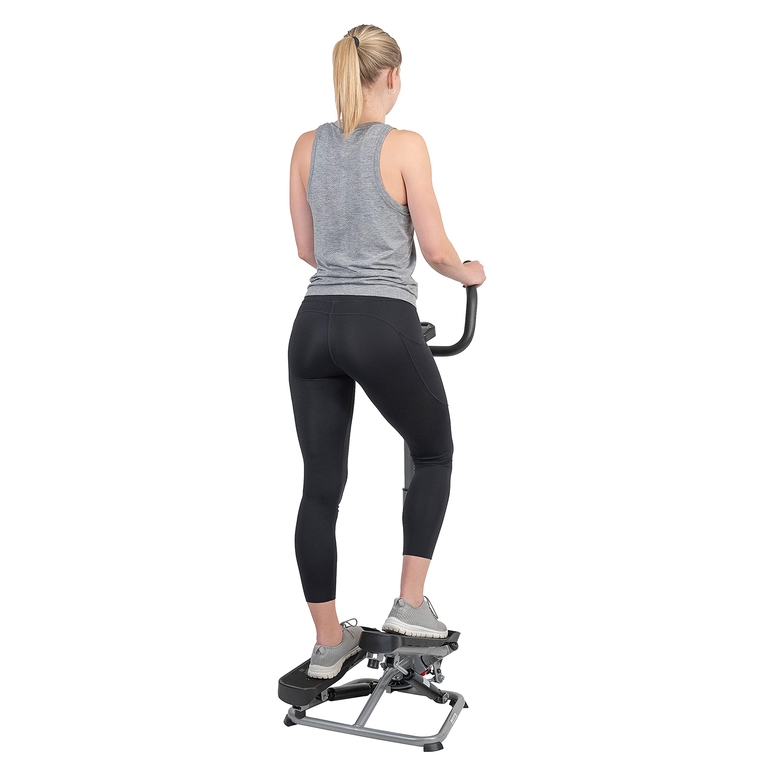 Sunny Health & Fitness Twisting Stair Stepper Machine with Handlebar and Digital Display