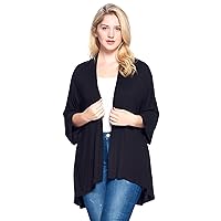 Modern Kiwi® Women's Plus Size Solid 3/4 Sleeve Open Front Cardigan (1X-4X)