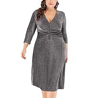HUA SHANG Women's Plus Size Party Dress (Grey, 5XL)