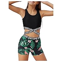 SOLY HUX Girl's Two Piece Swimsuit Tropical Print Bikini Sets Criss Cross Tops and Shorts Bathing Suits