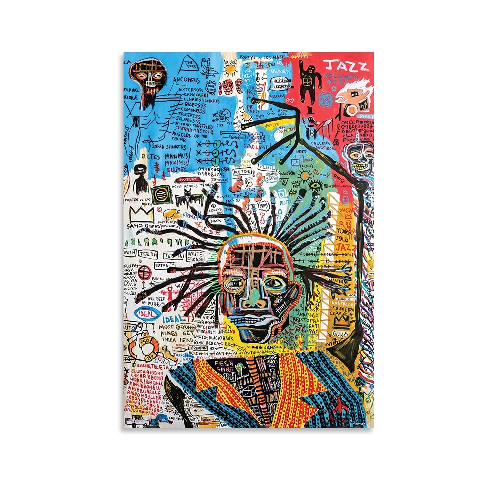 Hitecera Art Poster Jean-Michel Basquiat Artwork Poster Decorative Painting Canvas Wall Art Living Room Posters Bedroom Painting 12x18inch(30x45cm)