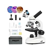 Microscope for Adults Kids Students, 100X-2000X Microscopes, Metal-Body Dual LED Illumination, Biological Compound Monocular Microscope Kit for School Lab, Homeschool w/Phone Adapter