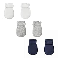 Newborn Baby No Scratch Mittens Stay On, 100% Cotton Breathable, Adjustable Infant Gloves for Baby Boys Girls Mittens
