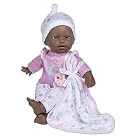 JC Toys La Baby African American 11-inch Small Soft Body Baby Doll La Baby | Washable |Removable Pink Floral Outfit w/Hat, Pacifier & Blanket | for Children 12 Months +