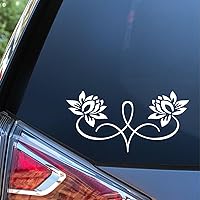 Sunset Graphics & Decals Lotus Flower Tribal Swirl Pretty Decal Vinyl Car Sticker Floral | Cars Trucks Vans Walls Laptop | White | 7.5 inches | SGD000317