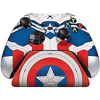 Razer Limited Edition Captain America Wireless Controller & Quick Charging Stand Bundle for Xbox Series X|S, Xbox One: Impulse Triggers - Textured Grips - 12hr Battery Life - Magnetic Secure Charging