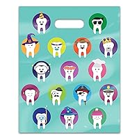 Practicon 11098200 Character Teeth 8 x 10 Four-Color Patient Care Bags - 100 Pack