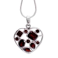 NOVICA Artisan Handmade Garnet Heart Necklace Birthstone Jewelry Sterling Silver Red Pendant India Romantic 'My Love'