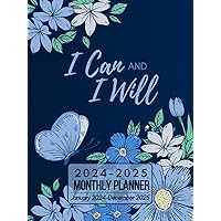 I Can and I Will – 2024-2025 Monthly Planner (January 2024-December 2025): Large Two Year Wildflower and Butterfly Themed Dotted Floral Agenda for Women with Motivational Affirmations