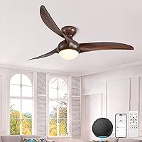 oneup Vintage Ceiling Fans with Light,52''Flush Mount Ceiling Fan with Remote Control/Alexa/Google Home Compatible,Reversible Motor Smart Ceiling Fan with 6 Speed for Bedroom,Farmhouse,Patio.