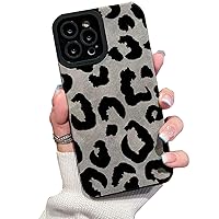 for iPhone 15 Pro Max Case Cheetah Print, Cute Leopard Pattern Design Shockproof Protective Soft Silicone TPU Slim Protection Phone Cover for Women Girls, Grey