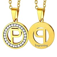 Initials Pendant Necklace for Women Men, Stainless Steel/18K Gold Plated Letter Jewelry Personalized Customizable